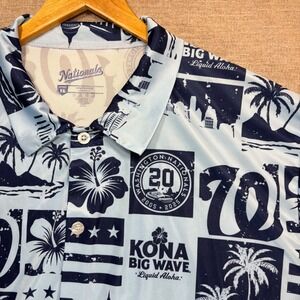 Washington Nationals 20th Anniv Kona Big Wave Hawaiian Shirt XL Blue Exclusive